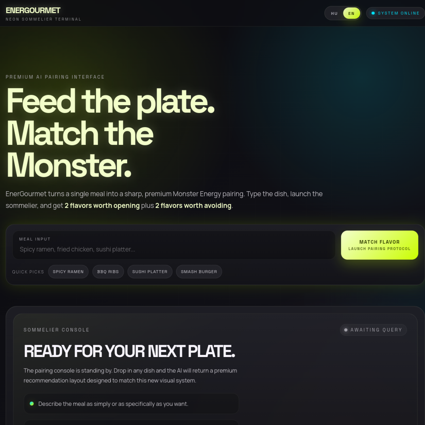 EnerGourmet pairing interface