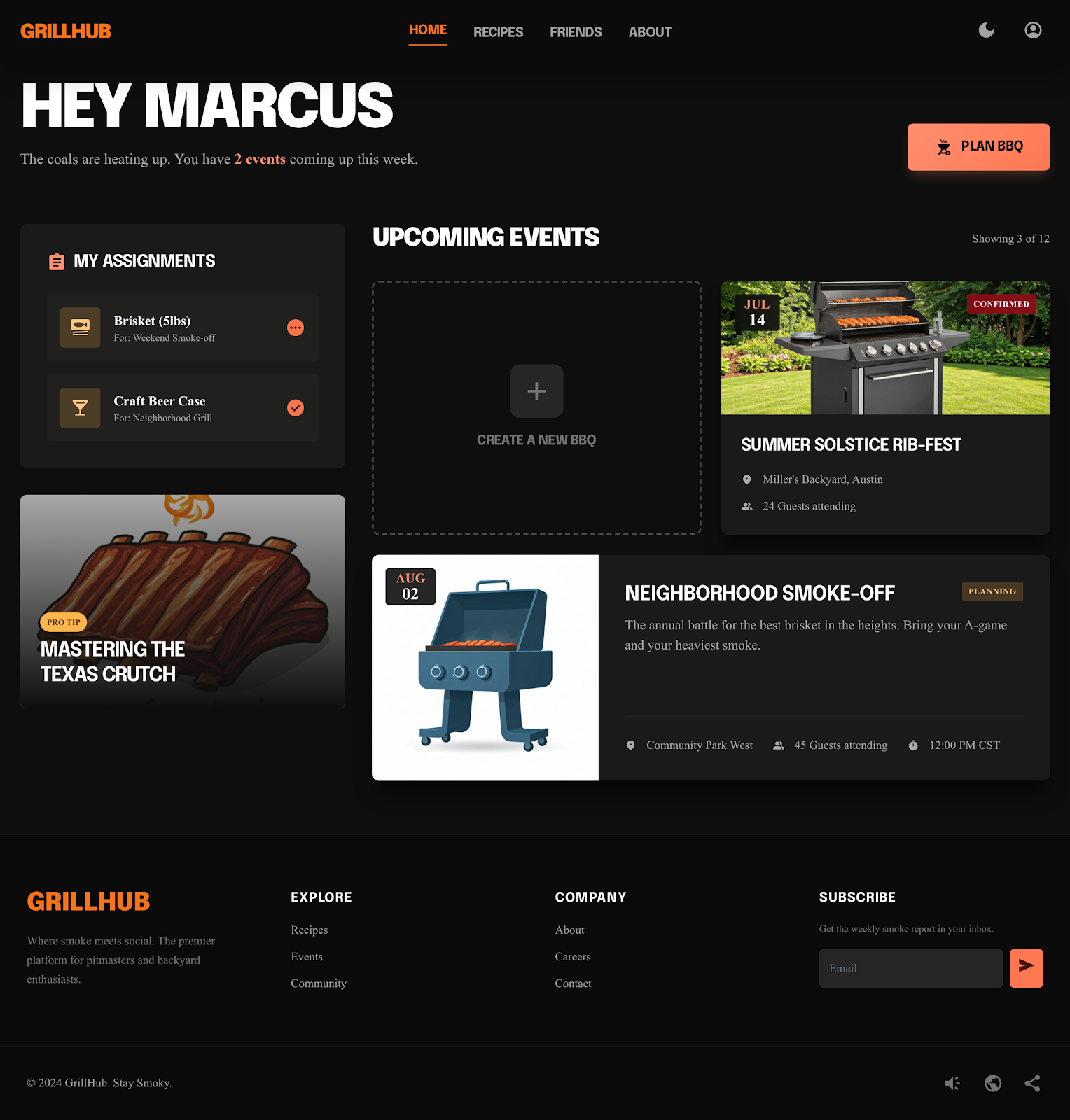 GrillHub interface